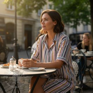 Tetra Tkanina/Muslin yarn dyed Stripe purple