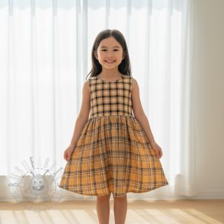 Tetra Tkanina/Muslin Double sided CHECKS multicolour brown