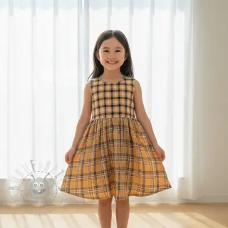 Tetra Tkanina/Muslin Double sided CHECKS multicolour brown