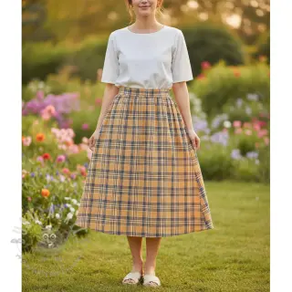 Tetra Tkanina/Muslin Double sided CHECKS multicolour brown