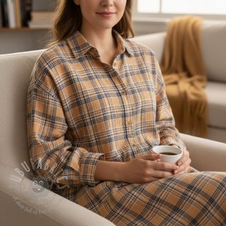 Tetra Tkanina/Muslin Double sided CHECKS multicolour brown