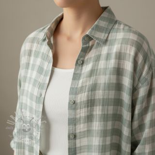 Tetra Tkanina/Muslin Double sided CHECKS MINI nile