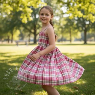 Tetra Tkanina/Muslin Double sided CHECKS pink