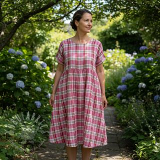 Tetra Tkanina/Muslin Double sided CHECKS pink