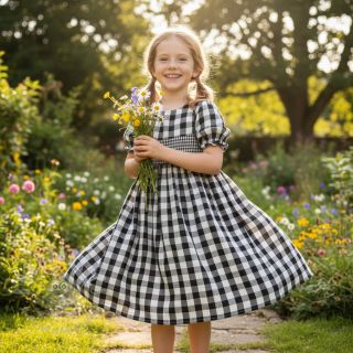 Tetra Tkanina/Muslin Double sided CHECKS MINI black