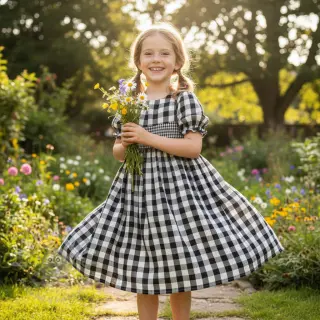 Tetra Tkanina/Muslin Double sided CHECKS MINI black