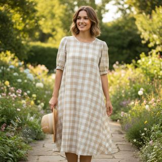 Tetra Tkanina/Muslin Double sided CHECKS MINI beige