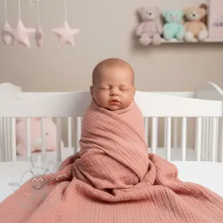 Tetra Tkanina/Muslin soft rose ORGANIC