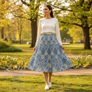 Pamuk JEANS EMBROIDERY Square light blue