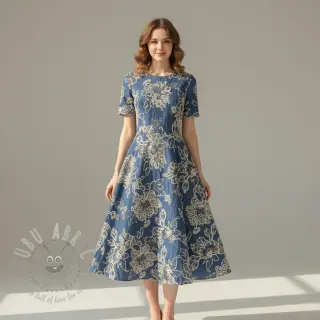 Pamuk JEANS EMBROIDERY Bouquet blue