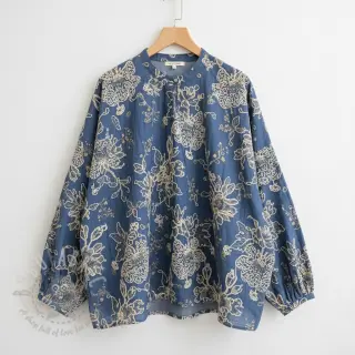 Pamuk JEANS EMBROIDERY Bouquet blue
