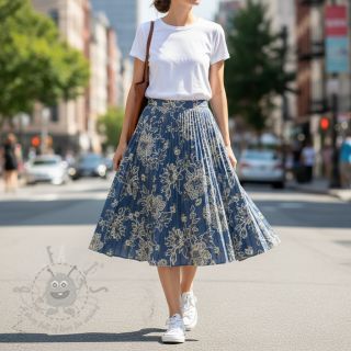 Pamuk JEANS EMBROIDERY Bouquet blue