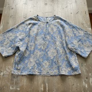 Pamuk JEANS EMBROIDERY Bouquet light blue