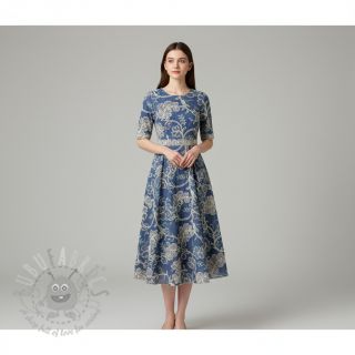 Pamuk JEANS Embroidery leaves light blue