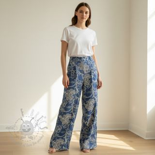 Pamuk JEANS Embroidery leaves light blue