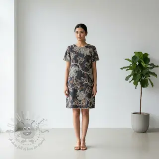 Pamuk JEANS Embroidery leaves black