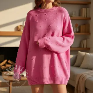 Pletenina BIG KNIT DOT pink