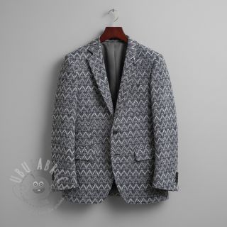 Pletenina jacquard Comfilia Zigzag wavy blue