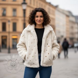 Tkanina za kapute TEDDY Tossed hearts gold