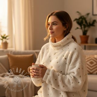 Tkanina za kapute TEDDY Tossed hearts gold