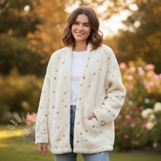 Tkanina za kapute TEDDY Tossed hearts gold