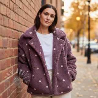 Tkanina za kapute TEDDY EMBROIDERY Mini rosewood