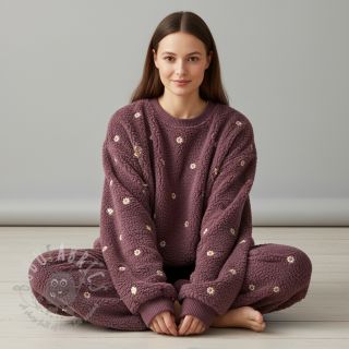 Tkanina za kapute TEDDY EMBROIDERY Mini rosewood