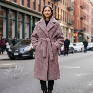 Tkanina za kapute TEDDY dark powder