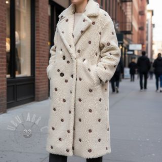 Tkanina za kapute TEDDY EMBROIDERY Mini ecru