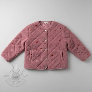 Tkanina za kapute EMBROIDERY Little mushrooms old pink