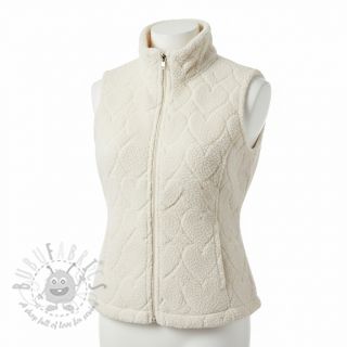 Tkanina za kapute TEDDY Hearts in hearts ecru