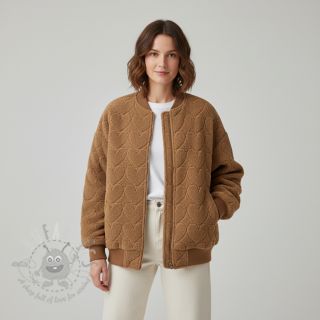 Tkanina za kapute TEDDY Hearts in hearts brown