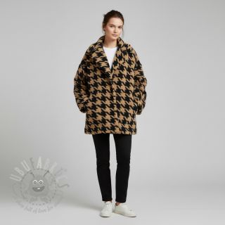 Tkanina za kapute TEDDY JACQUARD PIED DE POULE camel