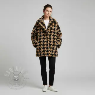 Tkanina za kapute TEDDY JACQUARD PIED DE POULE camel
