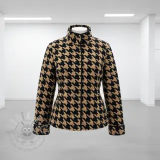 Tkanina za kapute TEDDY JACQUARD PIED DE POULE camel