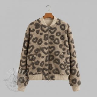 Tkanina za kapute TEDDY Hearts sand