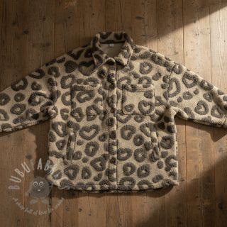 Tkanina za kapute TEDDY Hearts sand