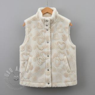 Tkanina za kapute TEDDY Hearts off white