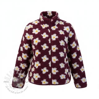 Tkanina za kapute TEDDY Daisy brom beere