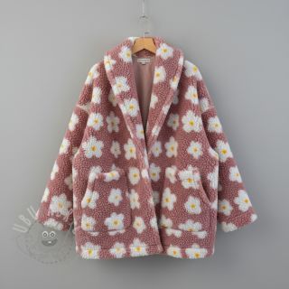 Tkanina za kapute TEDDY Daisy old pink