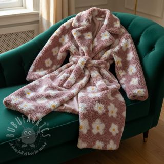 Tkanina za kapute TEDDY Daisy old pink