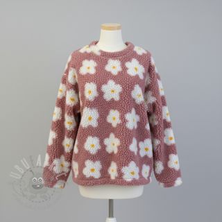 Tkanina za kapute TEDDY Daisy old pink