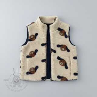 Tkanina za kapute TEDDY JACQUARD Dogs brown