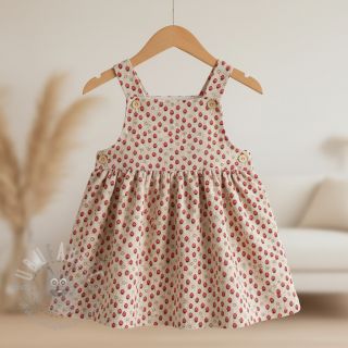 Rastezljivi baršun STRETCH Little strawberries light sand