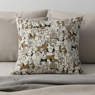 Dekorativna tkanina Linenlook Dogs natural