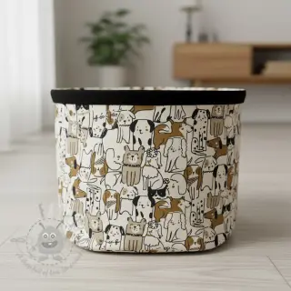 Dekorativna tkanina Linenlook Dogs natural