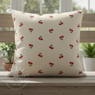 Dekorativna tkanina Linenlook Cherries natural