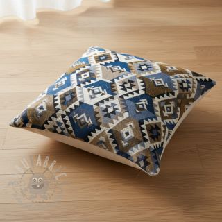 Dekorativna tkanina jacquard Kilim cobalt havane