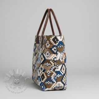 Dekorativna tkanina jacquard Kilim cobalt havane