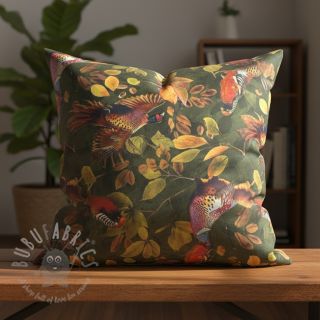 Dekorativna tkanina VELVET Pheasant Forest Leaf